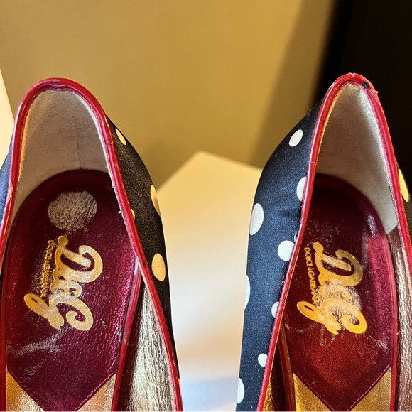 Dolce & Gabbana Black and White Polka Dot Peep Toe Pumps - Picture 3 of 10